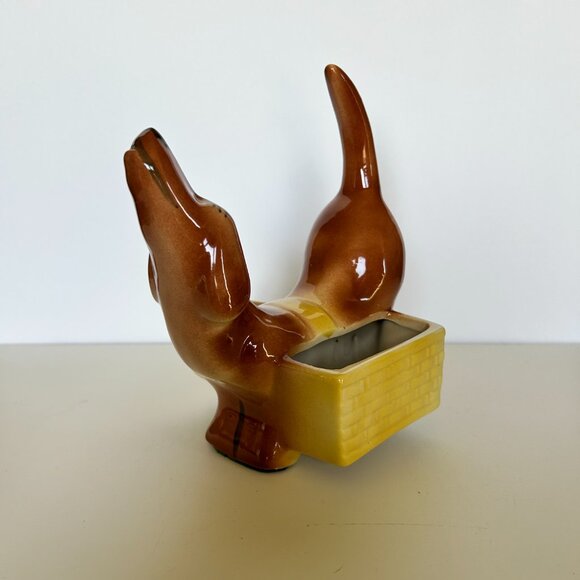 Vintage 1950s Ceramic Dachshund Wiener Dog Dresser Valet, Caddy, Planter - Picture 2 of 9